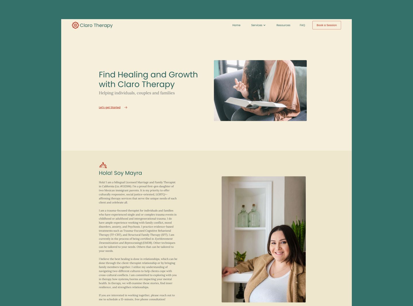 Claro Therapy marketing website