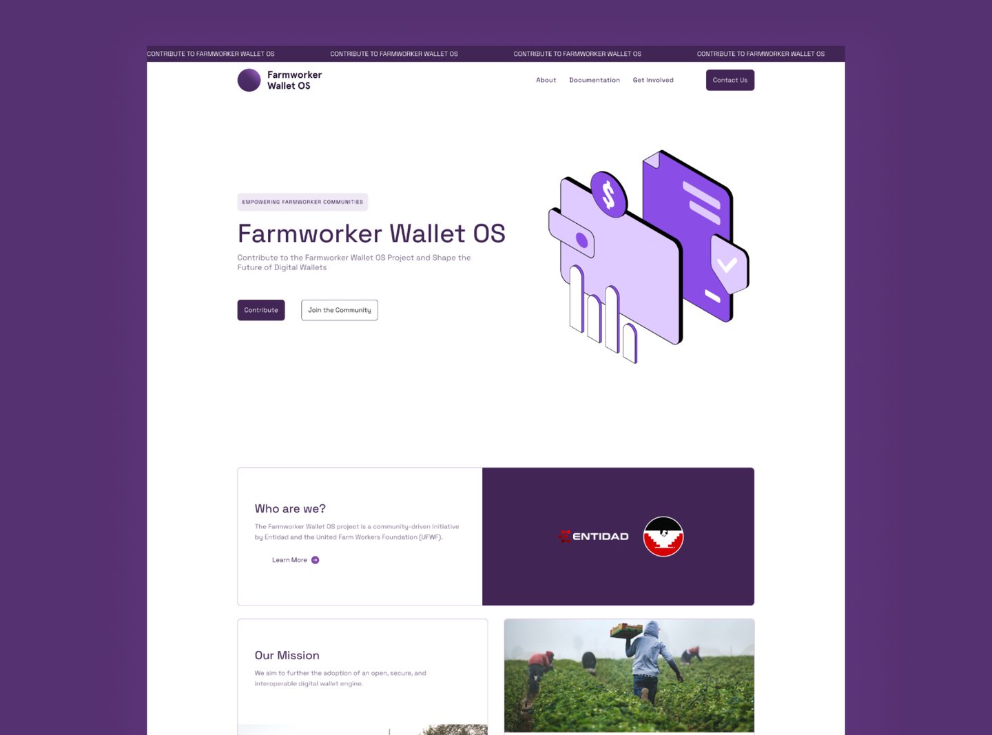 Farmworker Wallet OS marketing website