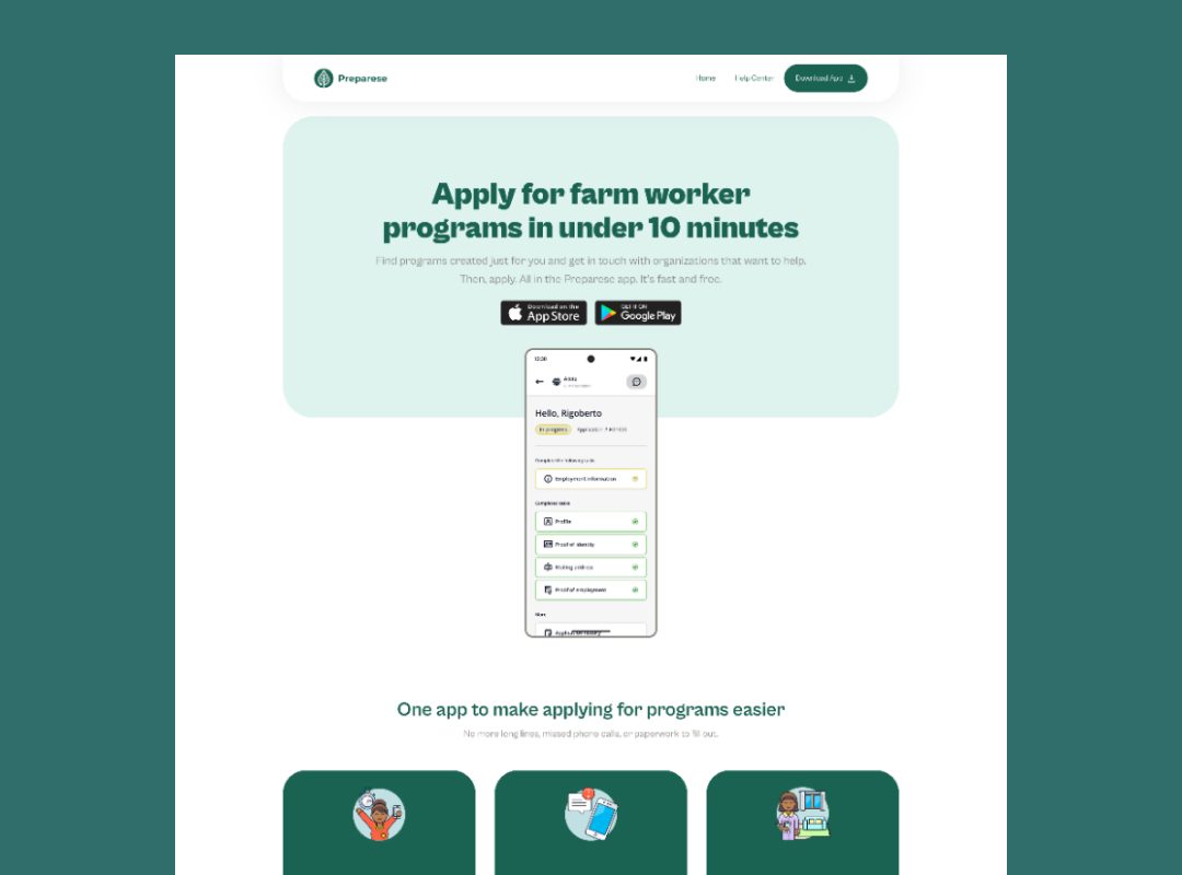 Preparese app marketing website